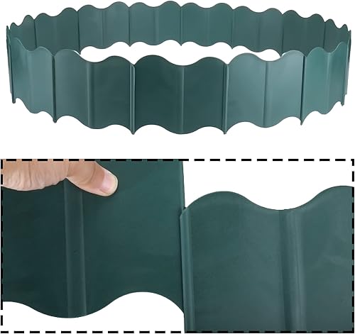 Miniatura 3 de Juego de 40 bordes de jardín, 40 unidades, borde de césped entrelazado, borde decorativo para jardín, césped, cama de flores (40, verde)