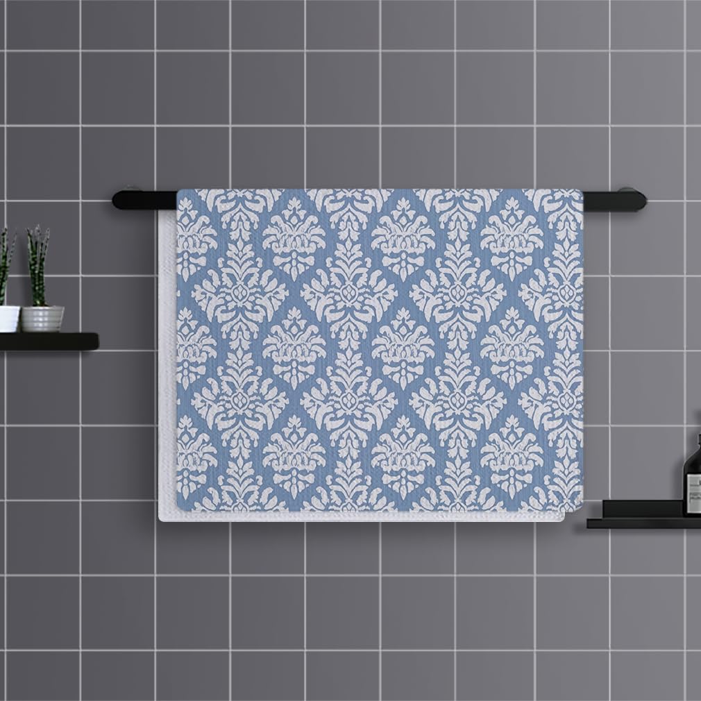Trapos Cocina Azul Retro Paños de Cocina Suaves y Absorbentes Paños Cocina Reutilizables Trapos de Cocina para Secar Toallas Lavable Toallas de Barra Juego de 4 (40x60cm)