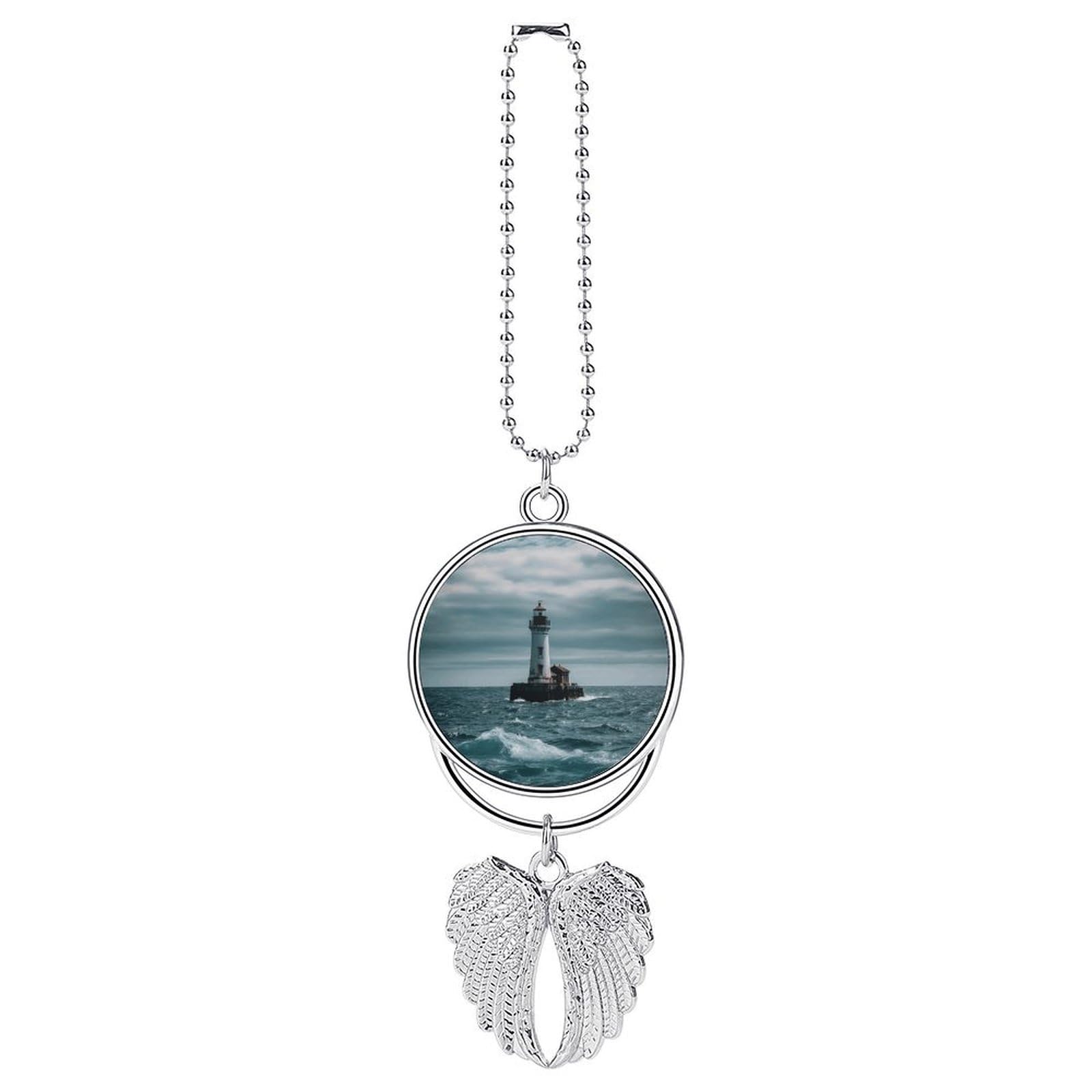 Lighthouse Ocean Car Pendant Hanging Swing Auto Rear View Mirror Hanging Car Rear View Mirror Charm Truck Hanger Ornament Charm for Car Rear View Mirrors Accessories