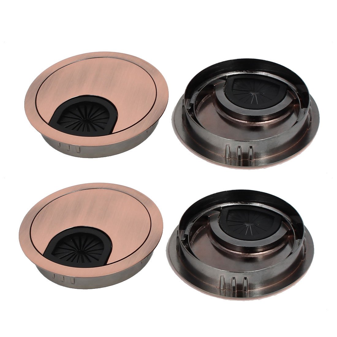 Aexit 60mm Zinc Home Hardware Alloy Wire Cable Hole Covers Copper Tone 4pcs for Computer Desk Table Model:96as324qo54