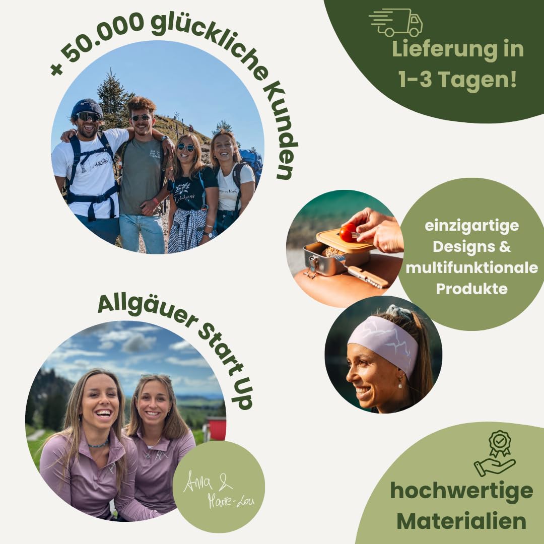 Gipfelgaudi Gipfelwasser Stamperl inkl. Etui I 4 Stamperl im Lederetui mit Karabiner I Federleichte Stamperl aus rostfreiem Edelstahl