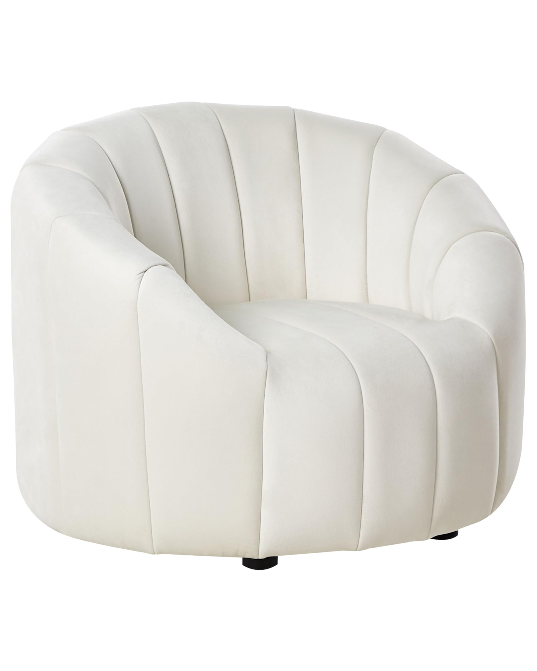 Beliani Sillón Terciopelo Asiento Acolchado Respaldo bajo Blanco Crema Malung