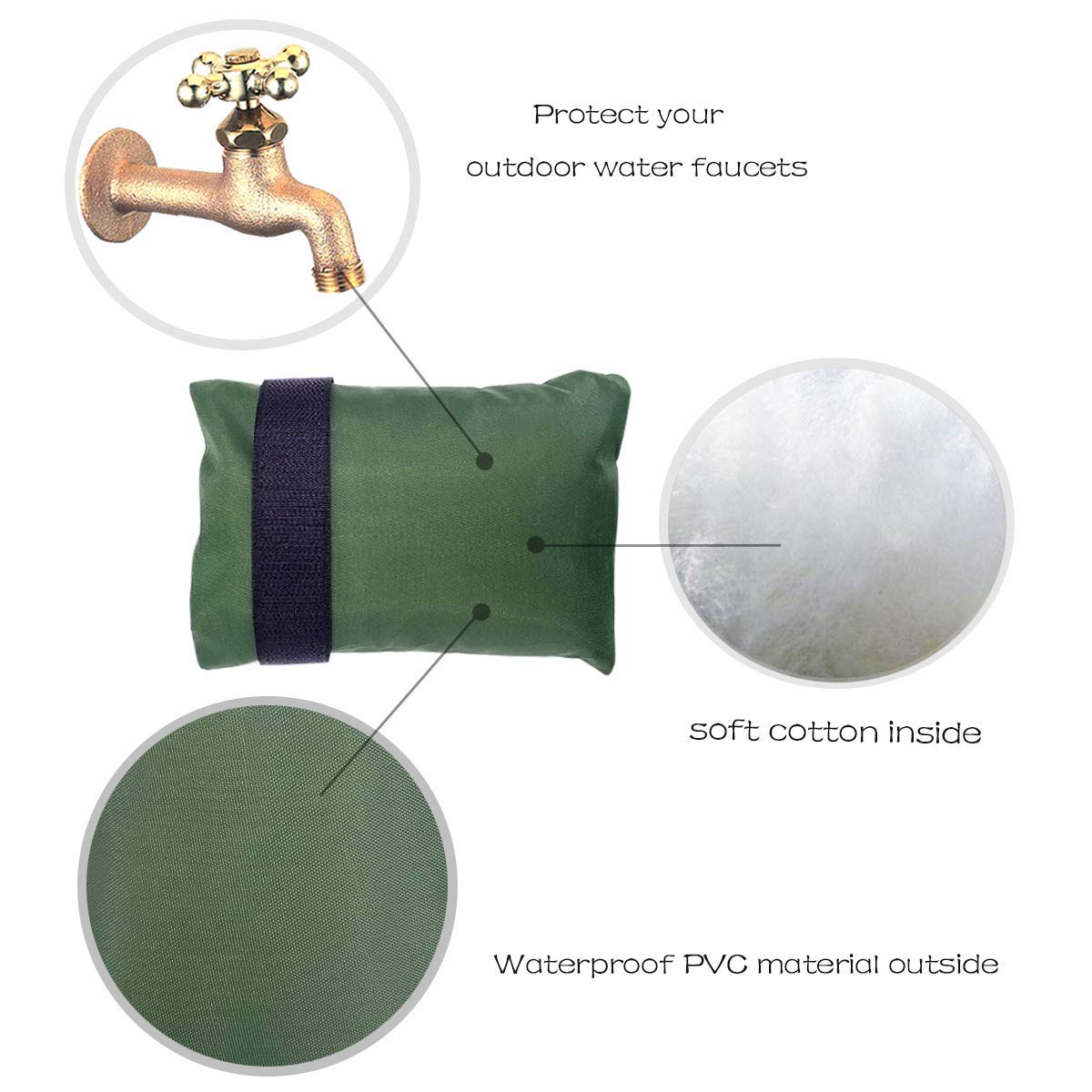 Tap Cosy Cover, 15 * 21cm Garden Tap Cover Outside Winter Tap Covers Thick Outdoor Taps Protector From Frost Insulated Taps Frost Protector A3SLTFDZ-Black