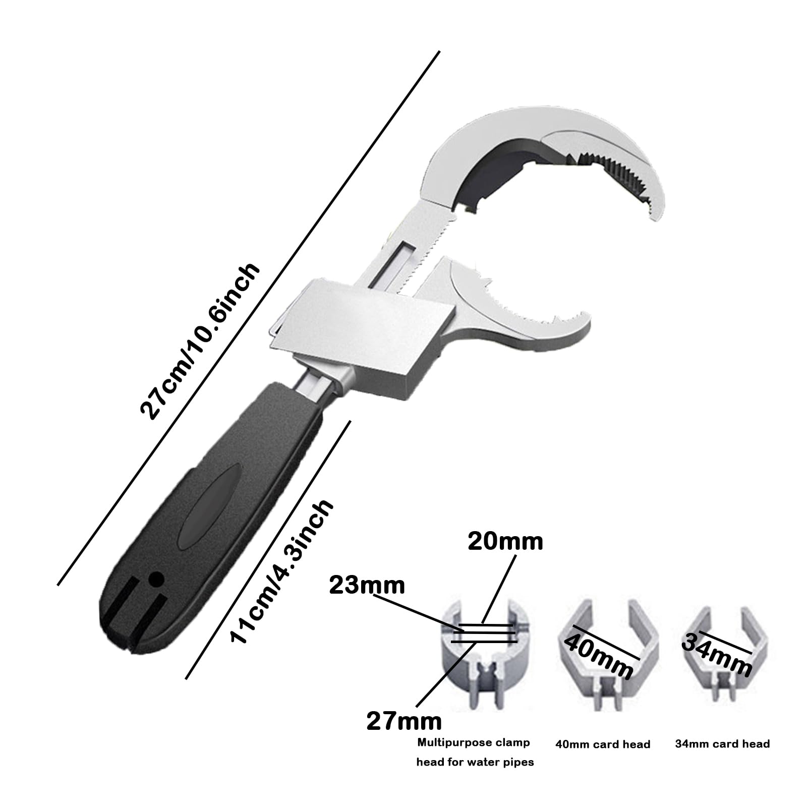 Bamyli Universal Pipe Wrench, Adjustable Double Ended Spanner with Wide Opening - Image 2