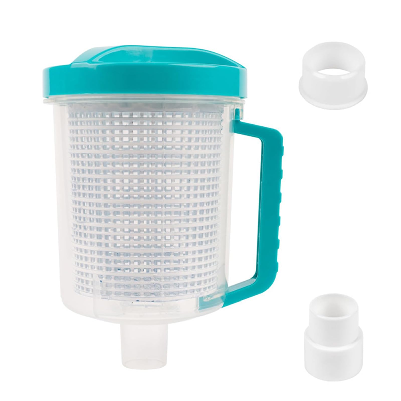 Práctica trampa para hojas de mantenimiento de piscina con tapa fácil de abrir, bidón de piscina en línea, gran capacidad, recogecestos, cesta de trampa