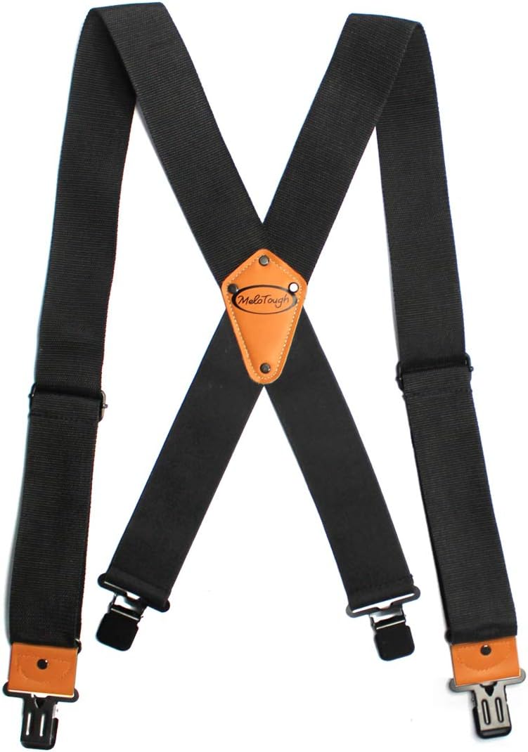 MELOTOUGH Suspenders for Men Work Suspender for Jeans Partial Elastic Tradesperson's Suspender 2 inch Wide
