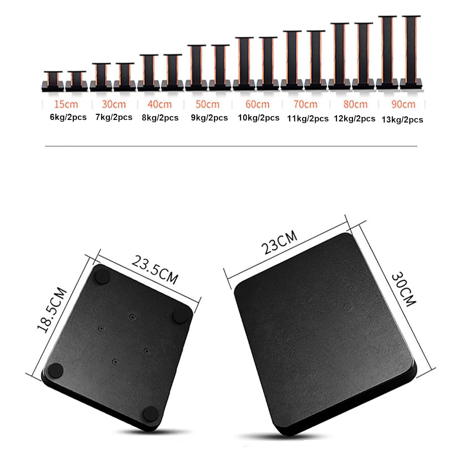 Supporti universali per altoparlanti da pavimento, ascolto audio migliorato per home theater e cinema, 30 cm, coppia per un'esperienza audio ottimale