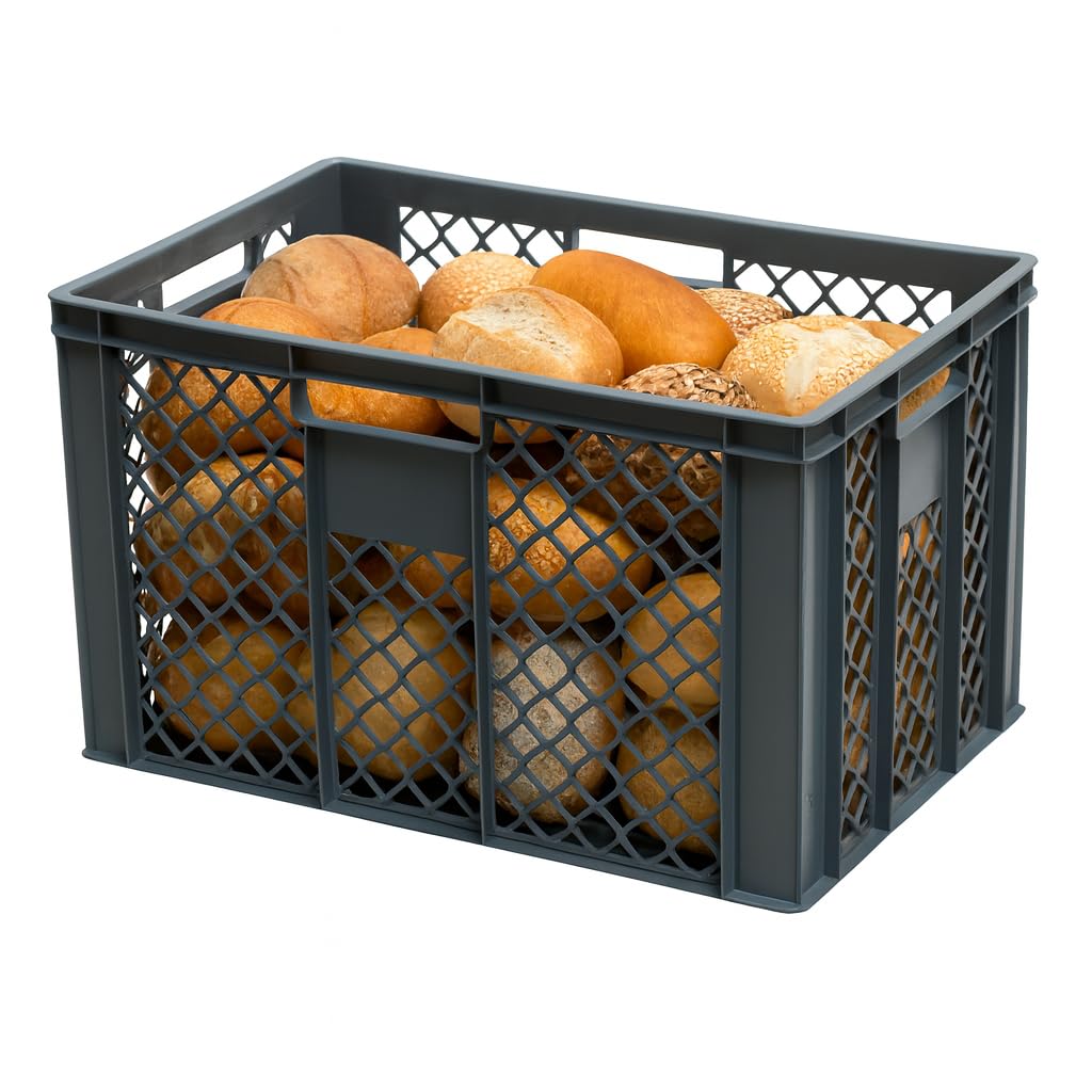 Logiplast 2 Stück Bäckerkisten Brotkisten 600 x 400 x 410 mm in Grau