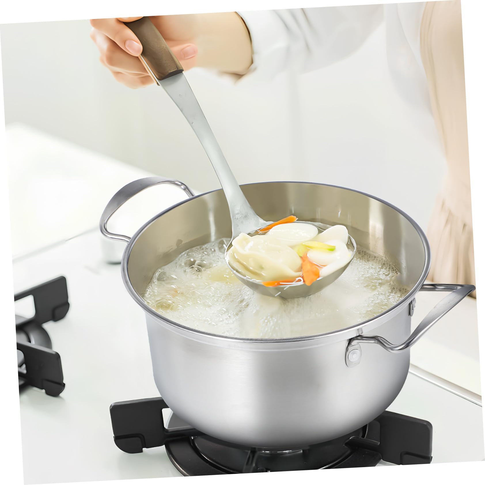 Gatuida Set 10 Pezzi Pentole in Acciaio Inox con Doppio Manico e Coperchio in Vetro, Pentole per Zuppa, Stufato e Porridge, Compatibili Piani Cottura a Induzione, per Cucina Domestica