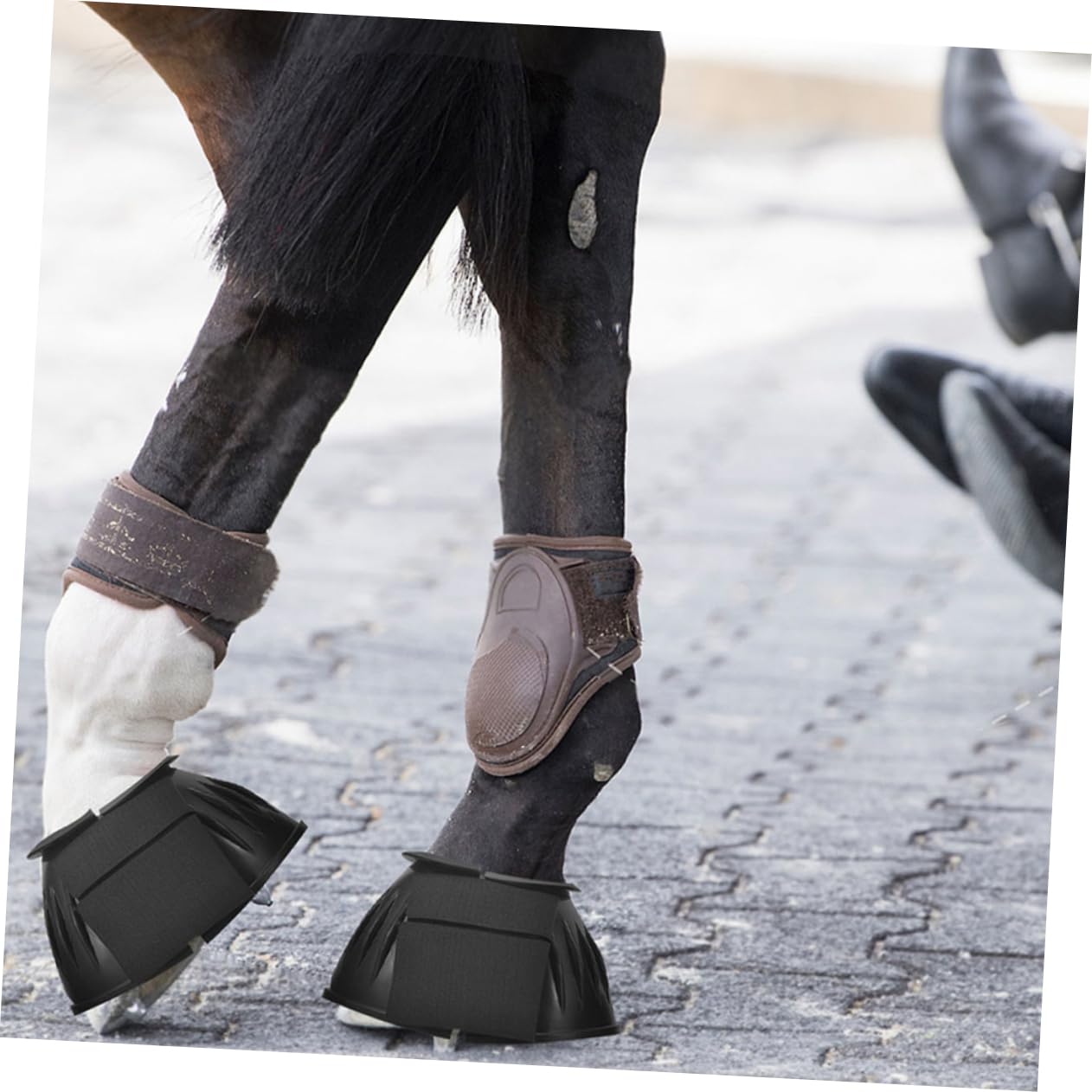 Hemobllo Pferdeglockenstiefel mit Schnellmontage, 4 Stück, Gummi, Schwarz