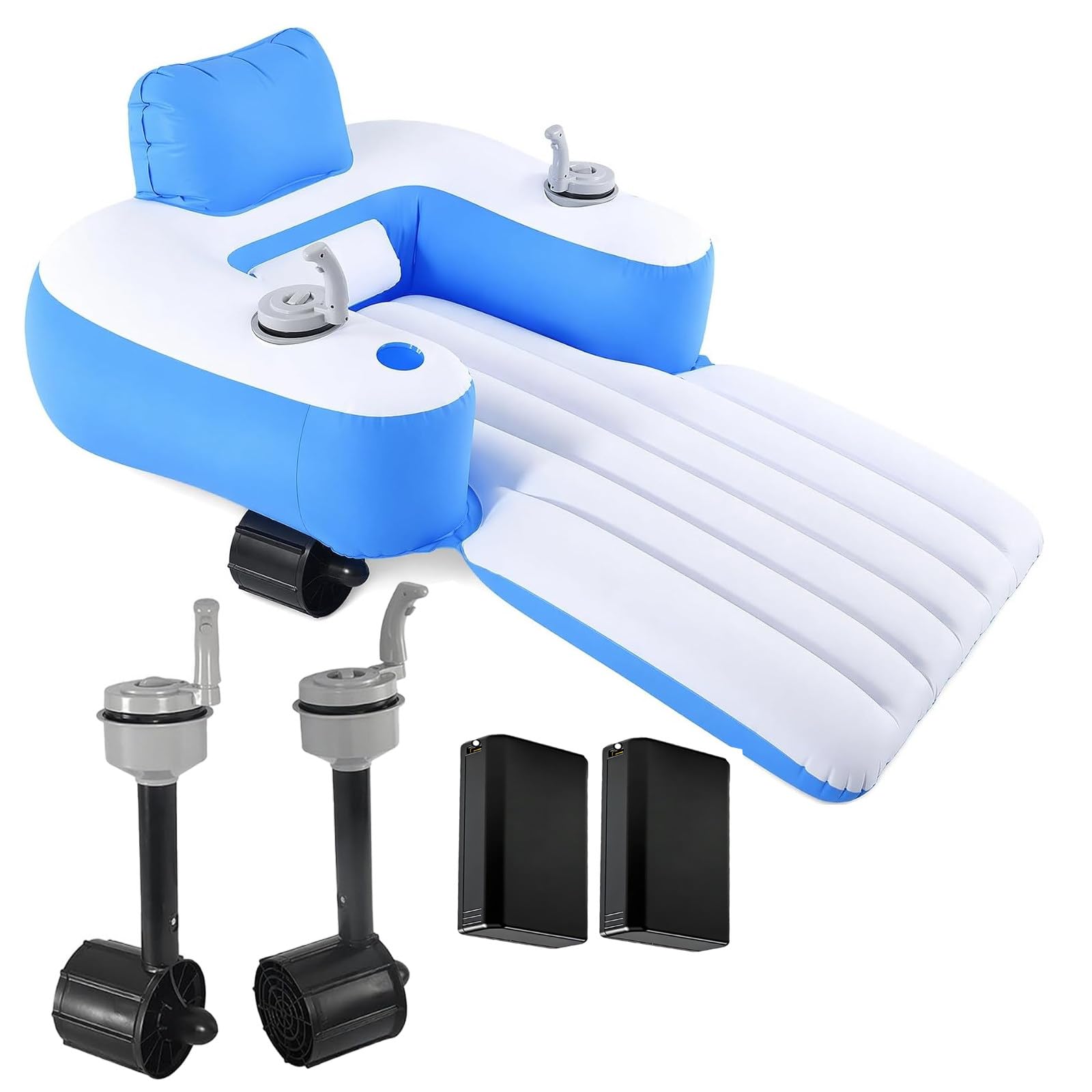 Lpoxuru Float with Motor,Rechargeable Motorized Pool Float with Joystick Control, 360° Rotating Thruster and Water Spray, Inflatable Lounger for Adults, 250 Lb Capacity