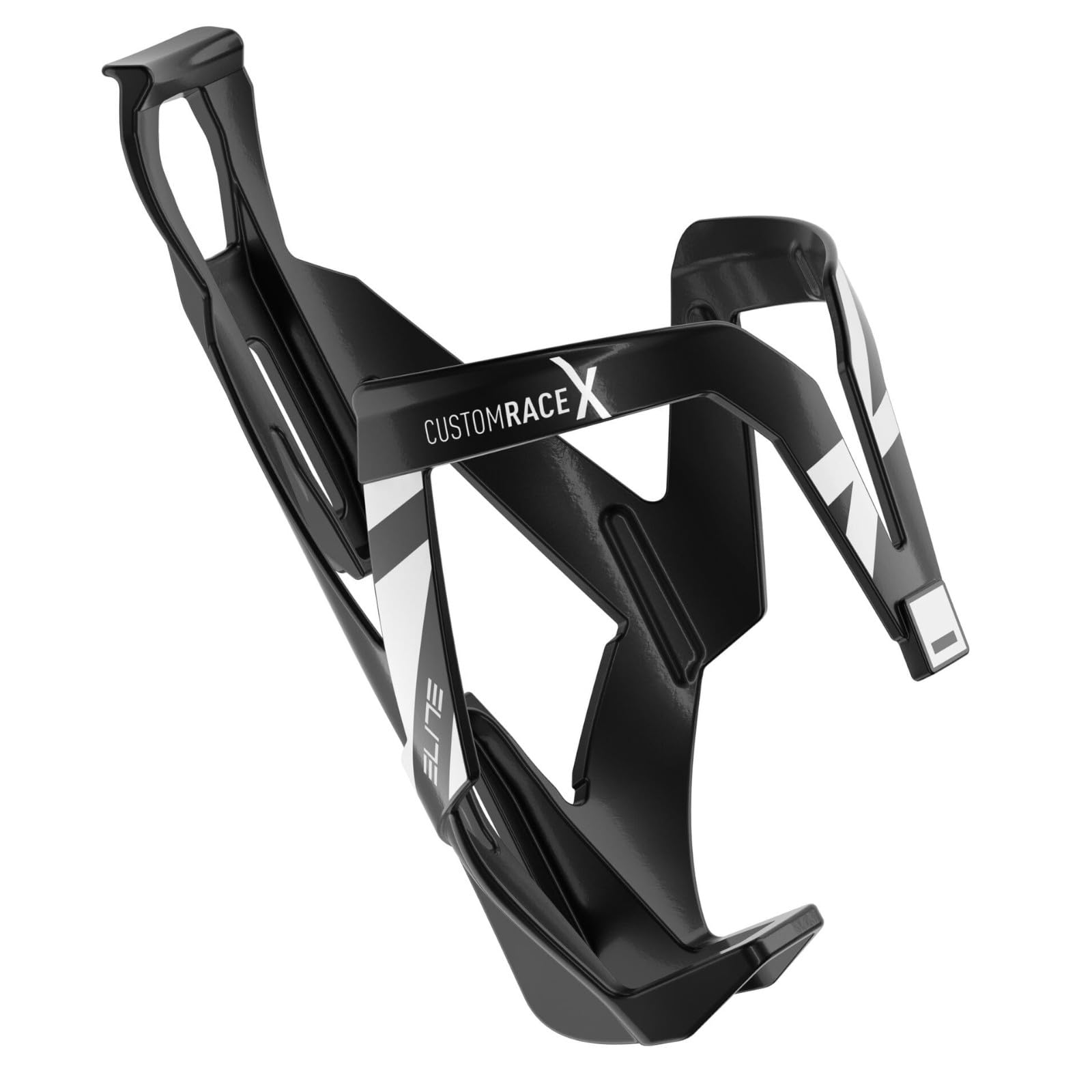 Elite Custom Race X Resin Bike Bottle Cage - Gloss Black/White