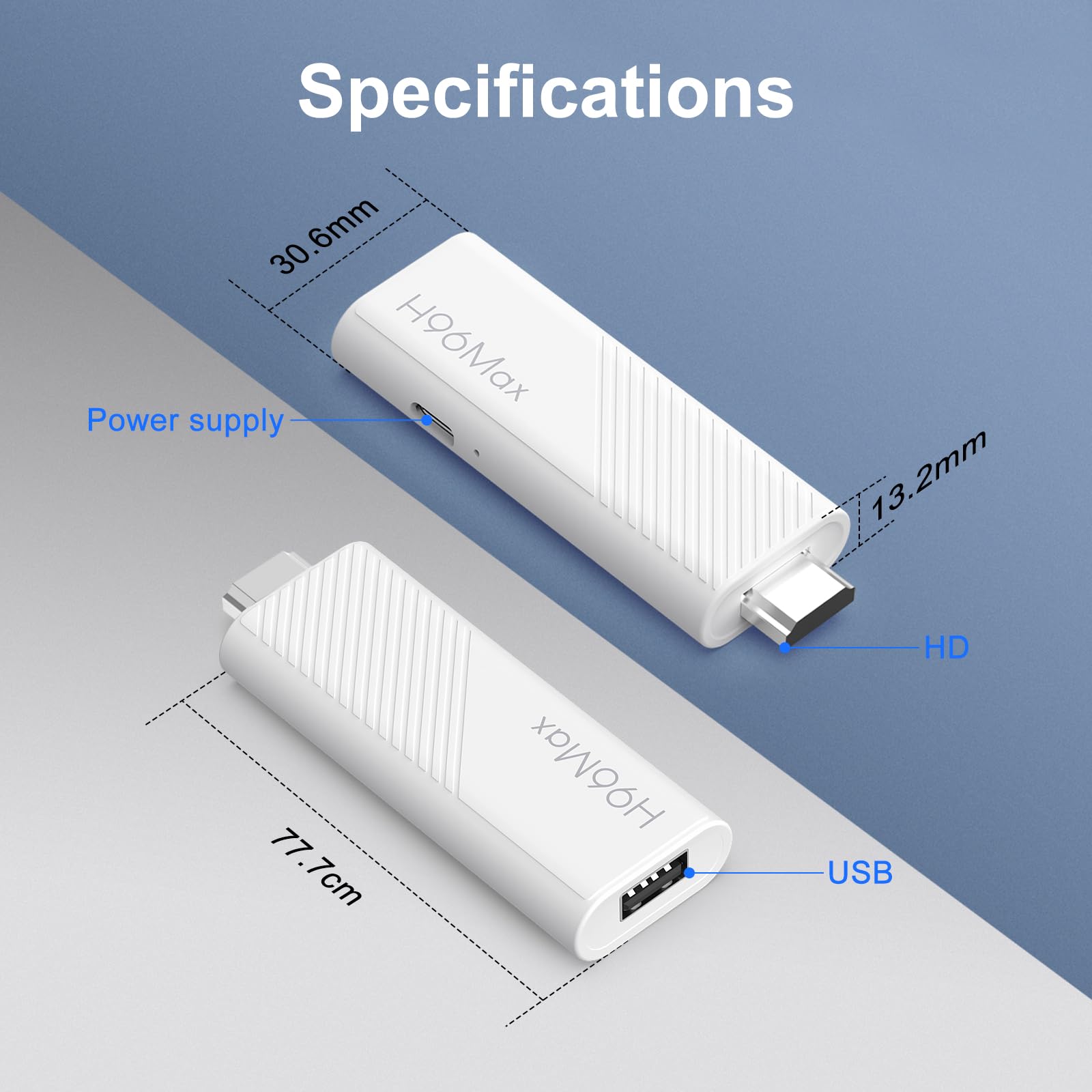 H96 MAX Android 14.0 TV Stick 16GB ATV Quad-Core WiFi6 2.4G/5.8Ghz BT5.0 4K AV1 Ultra HD Lettore di controllo vocale Smart Home