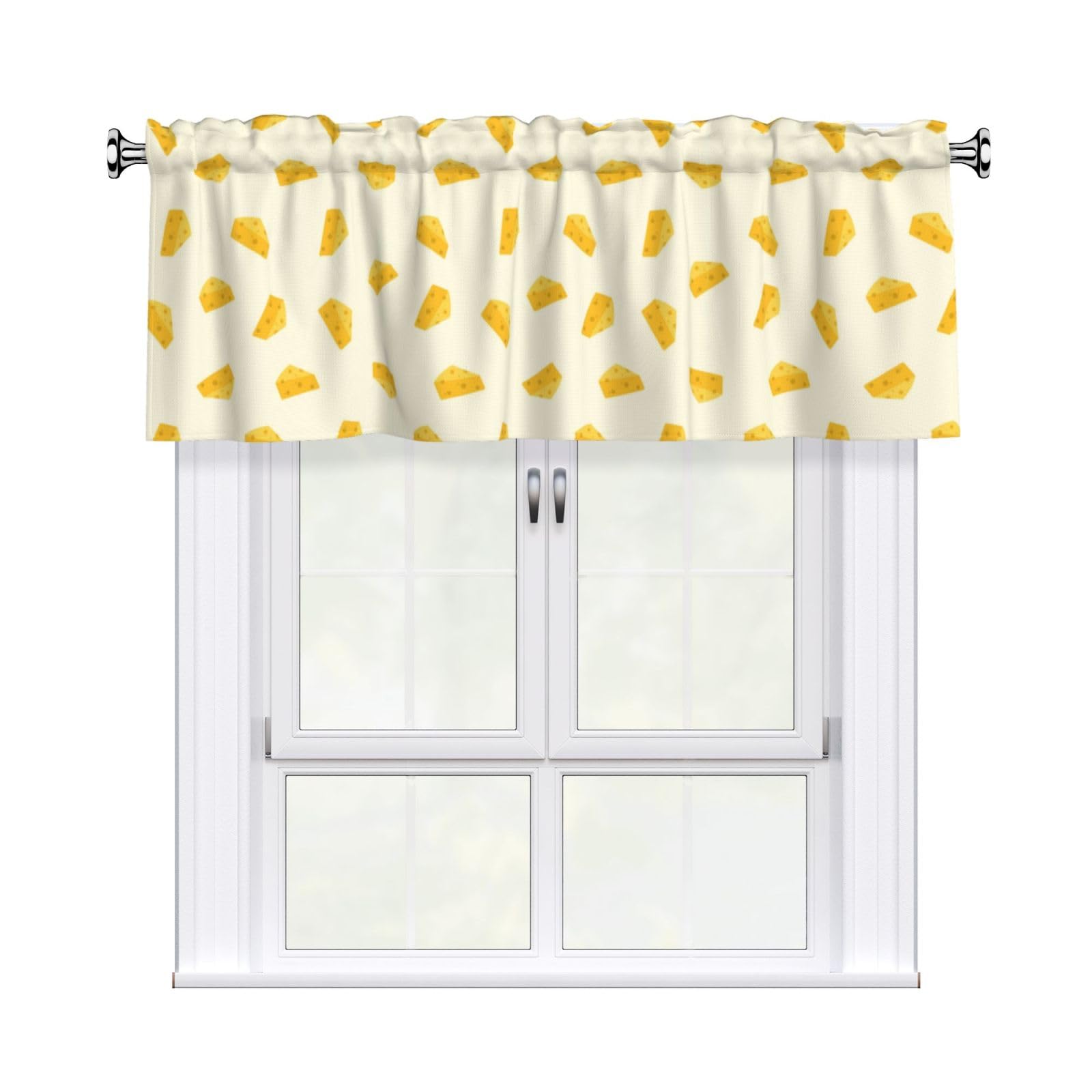 Noble Ren Cute Cheese Slices Short Curtain Valance 54x18in For Kitchen Bathroom Cafe Living Room Decoration