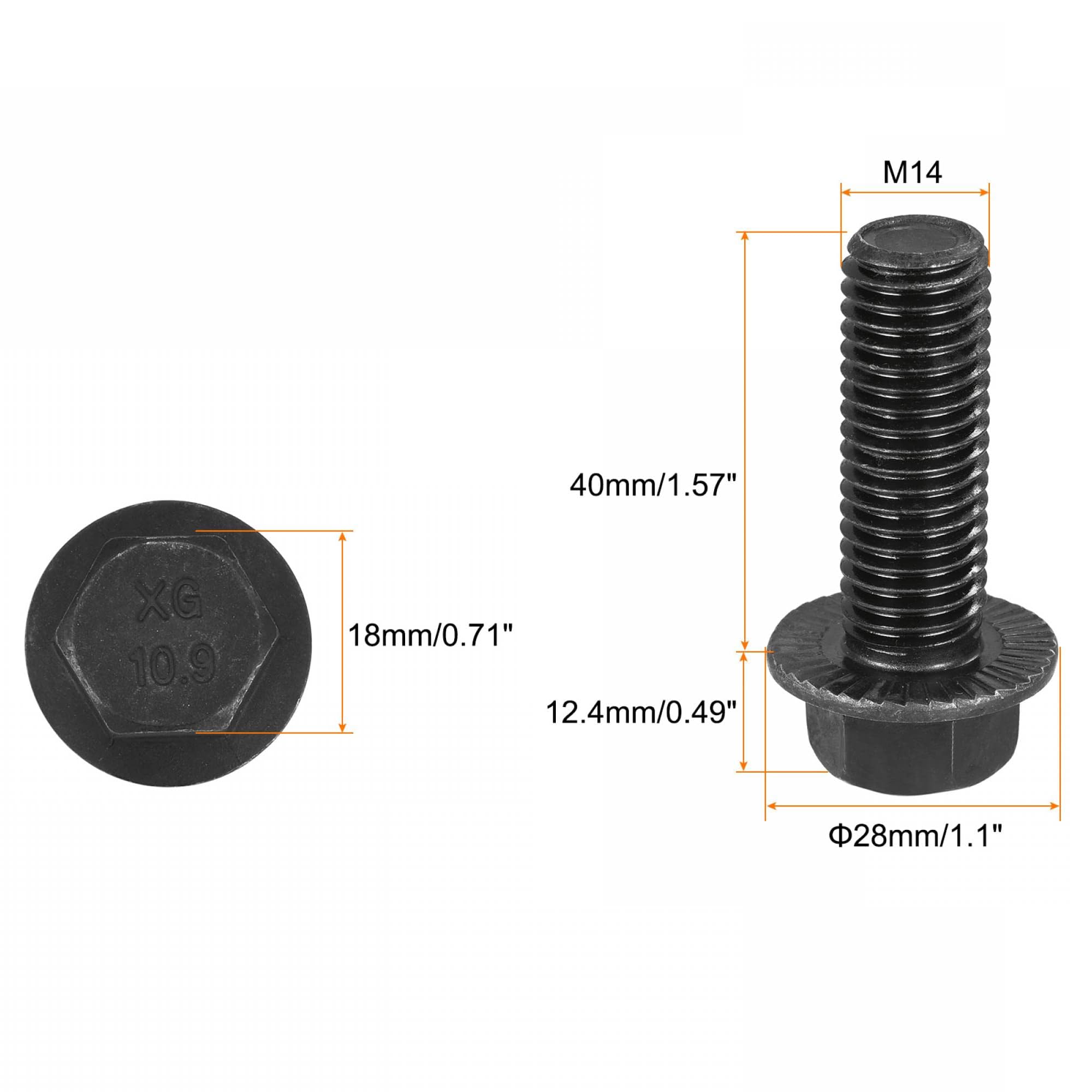 TA-VIGOR M14-2.0 x 40mm Hex Head Serrated Flange Bolts, 10.9 Grade Carbon Steel Flanged Hex Bolts - Image 2
