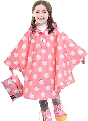 AIWUHE Kids Rain Poncho Cartoon Raincoat Jacket Cute Rain Coat Toddler Boys Girls Rain Cape Light Waterproof Hoodie Outwear