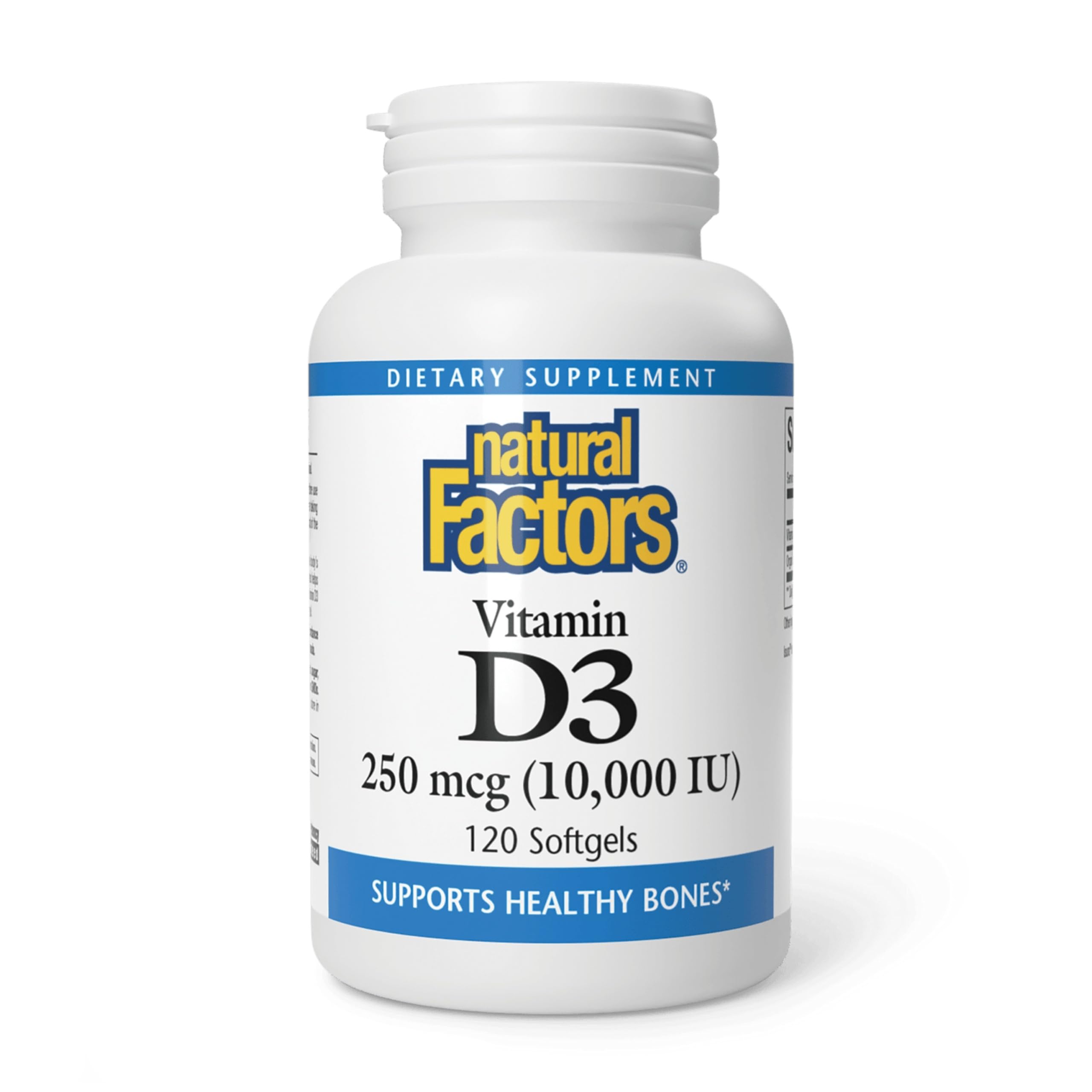 Natural Factors Vitamin D3 250 mcg, 10,000 IU, 120 Softgels 120 Count (Pack of 1)