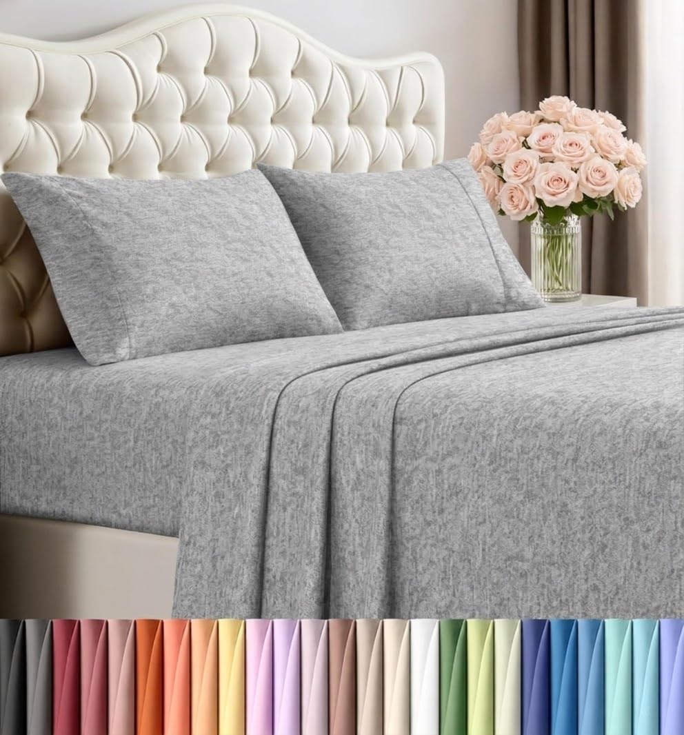 utopia bedding full sheet set – 4 piece bed sheets for cal king size bed, soft and breathable microfiber, includes 1 fitted sheet, 1 flat sheet and 2 pillowcases (heather grey)