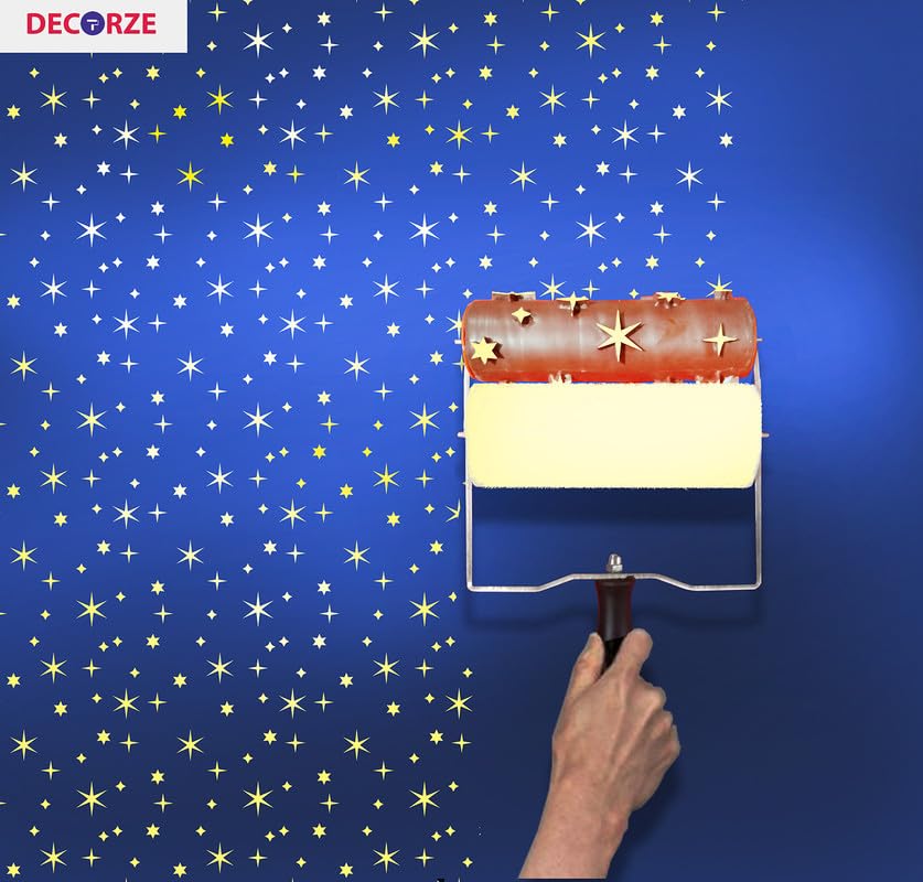 Image of Starry Sky Pattern Paint Roller - 6-Inch Embossed Decorative Roller for Kids' Rooms, Wall Art & DIY Night Theme Projects (DPR-13)