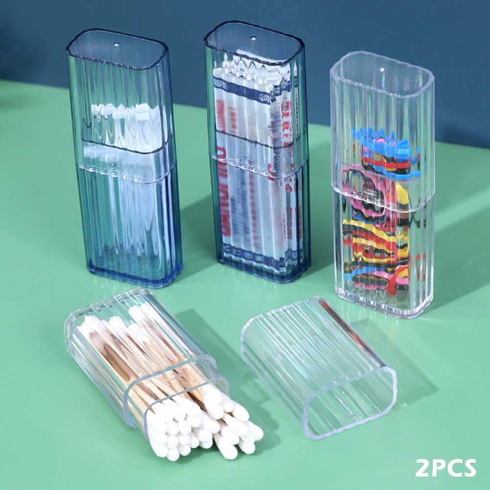 Pack of 2 Cotton Buds Container for Travel Portable Mini Storage Box - Image 3