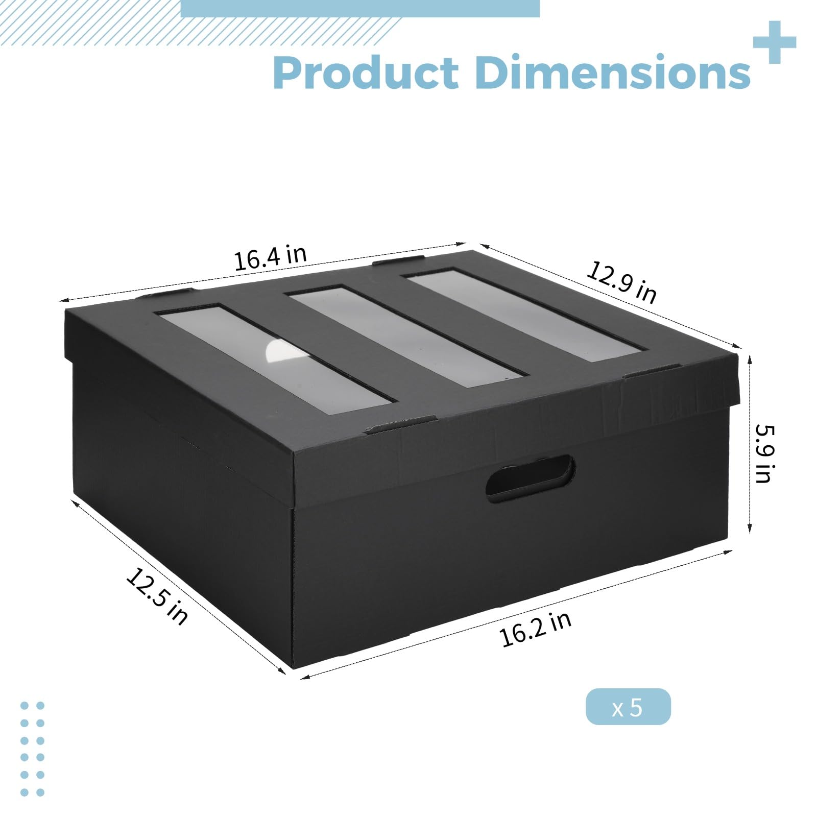 Scatole per CD, 5 custodie impilabili per CD con coperchio, porta CD a 3 scomparti con finestra trasparente, può contenere 450 custodie per gioielli, 41,2 x 31,7 x 15 cm