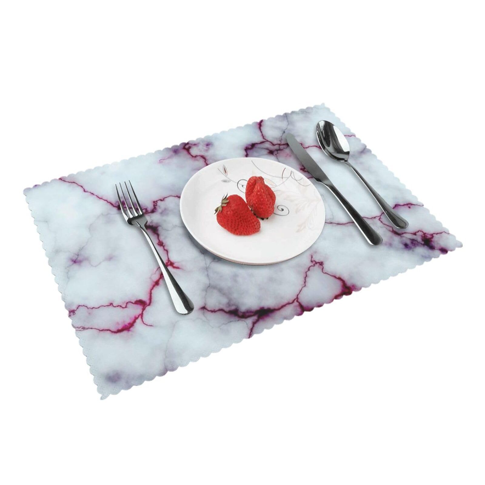Purple Marble Texture Printed Placemats Set of 4 PCS Washable Placemat for Kitchen Table Heat-resistant Table Mats 45x30 CM