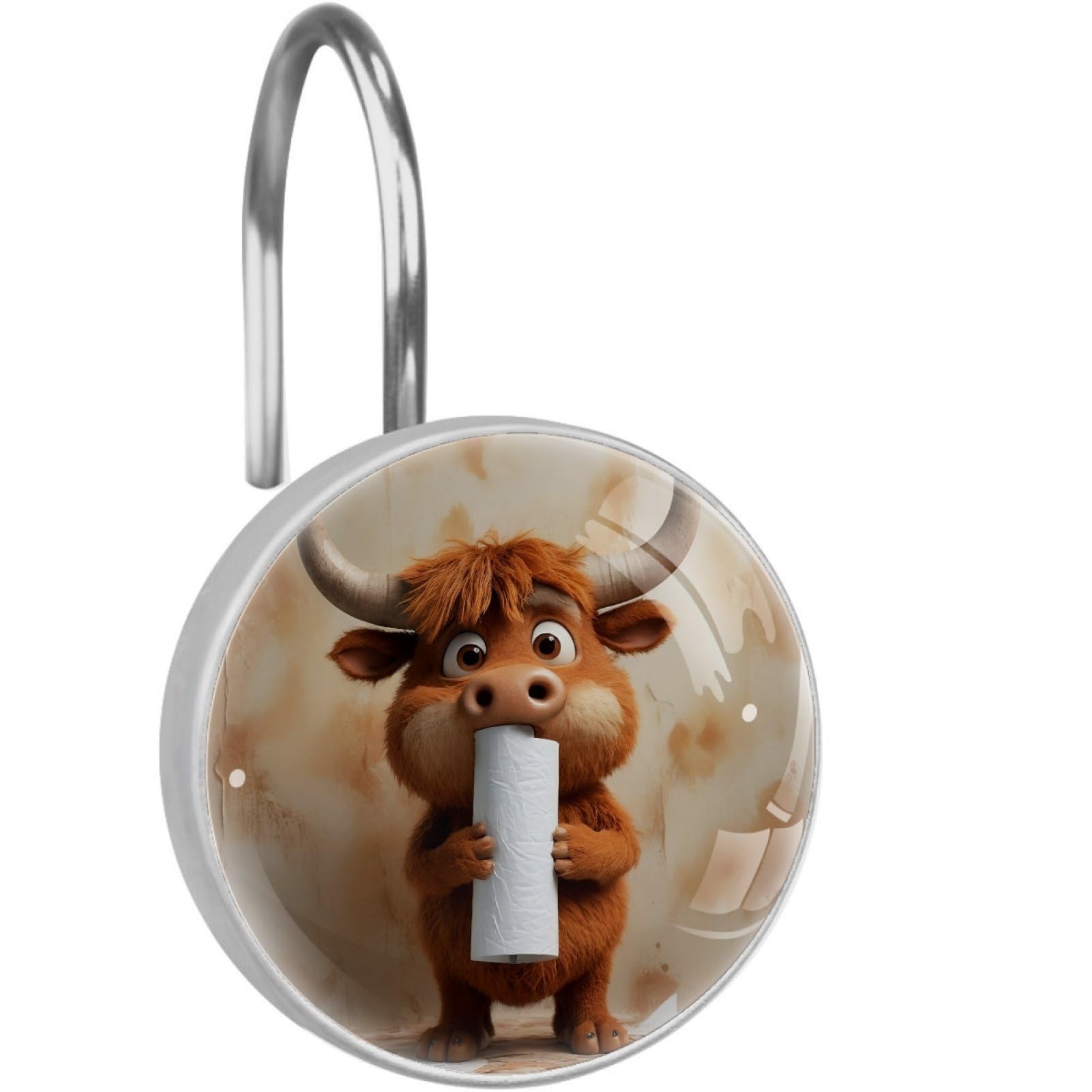 VAPOKF Decorative Shower Curtain Hook: Funny Highland Cows Rustproof Stainless Steel Shower Curtain Ring for Bathroom - Shower Curtain Hook & Hangers - Set of 12