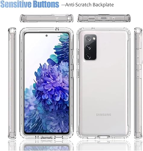 Miniatura 5 de Funda para Galaxy S20 FE, SM-G781U con protector de pantalla de vidrio templado, transparente 360 protección de cuerpo completo, carcasa dura + TPU