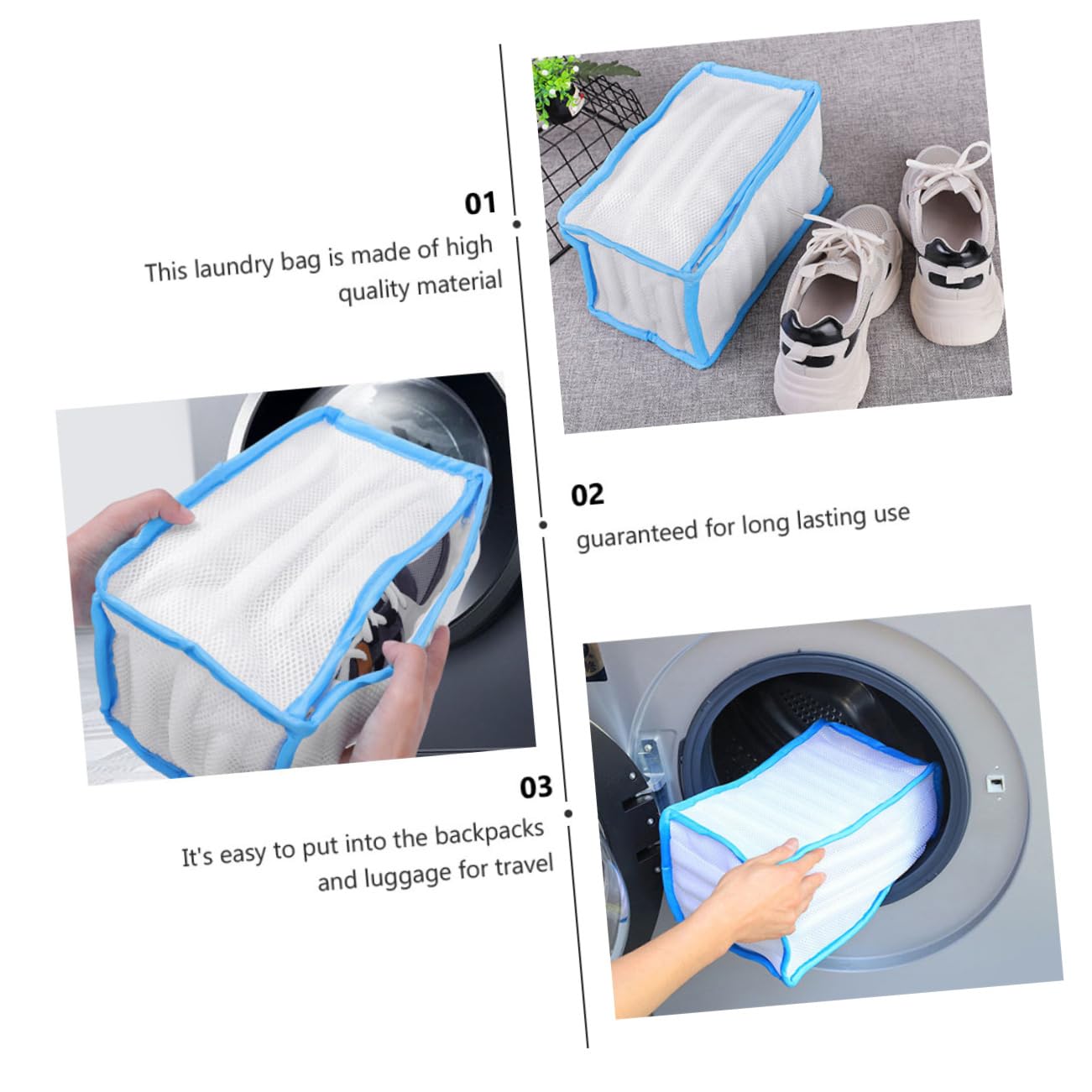 Zerodeko 3pezzi Borsa Per Lavaggio Scarpe Rete Sacchetto Lavatrice Con Cerniera Protegge Le Scarpe Da Deformazioni Durante Lavaggio Per Sneakers