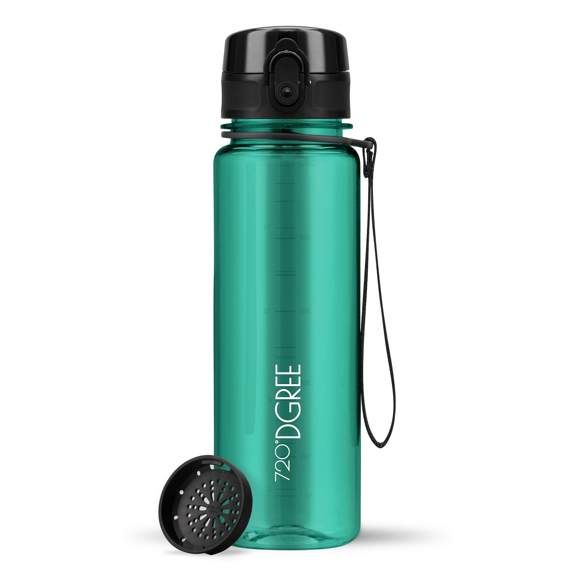 720°Dgree Boys 07 Emerald Green | Crystalclear Water Bottle Kids 500Ml “Uberbottle“ Crystalclear +Sieve - Bpa-Free Tritan, Leakproof, Reusable Drinking Bottle - Waterbottle For Children, School, Playground, Girls, Handbag, Sport