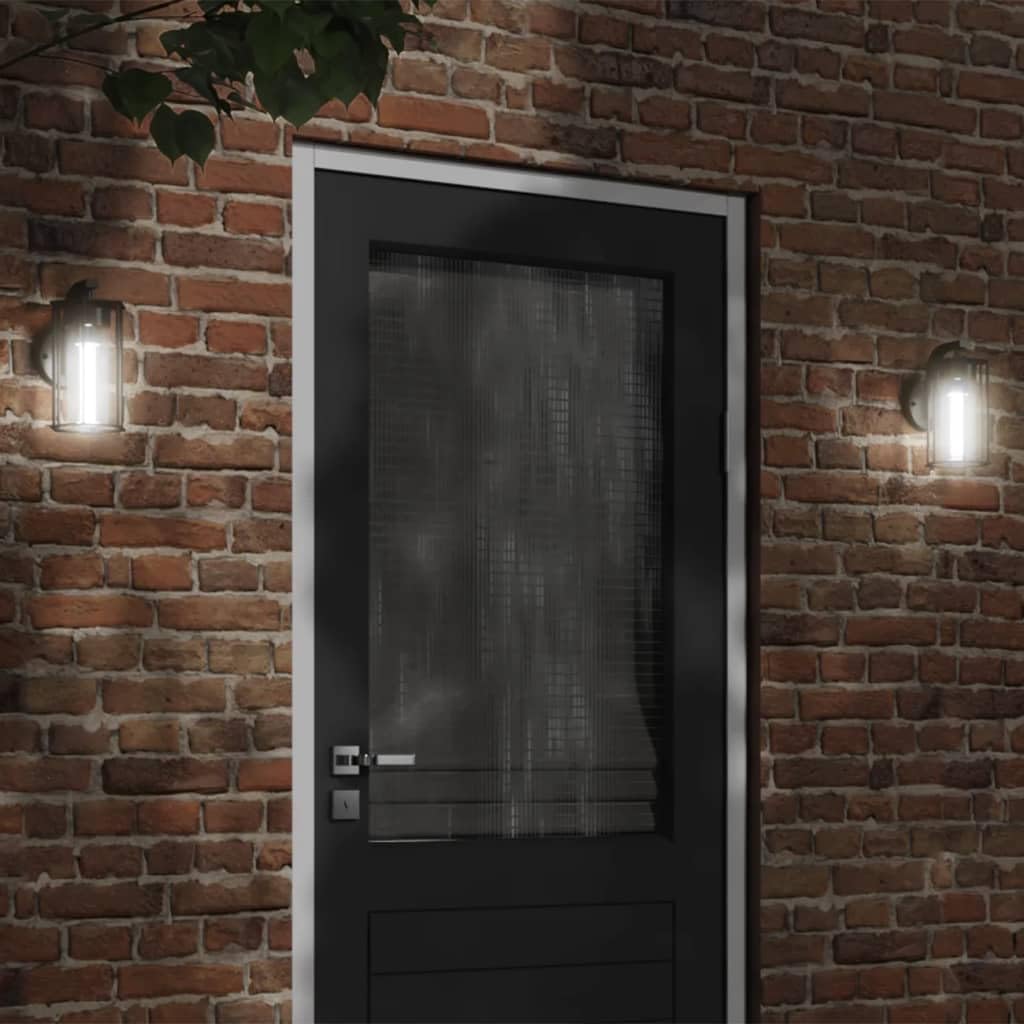 Lampy ścienne zewnętrzne, 2 sztuki, czarne, stal nierdzewna, klasa ochrony IP44, odporne na warunki atmosferyczne, 14 x 14 x 25 cm, do ogrodu, na taras, balkon, z dyfuzorem PC, oprawka E27, 11
