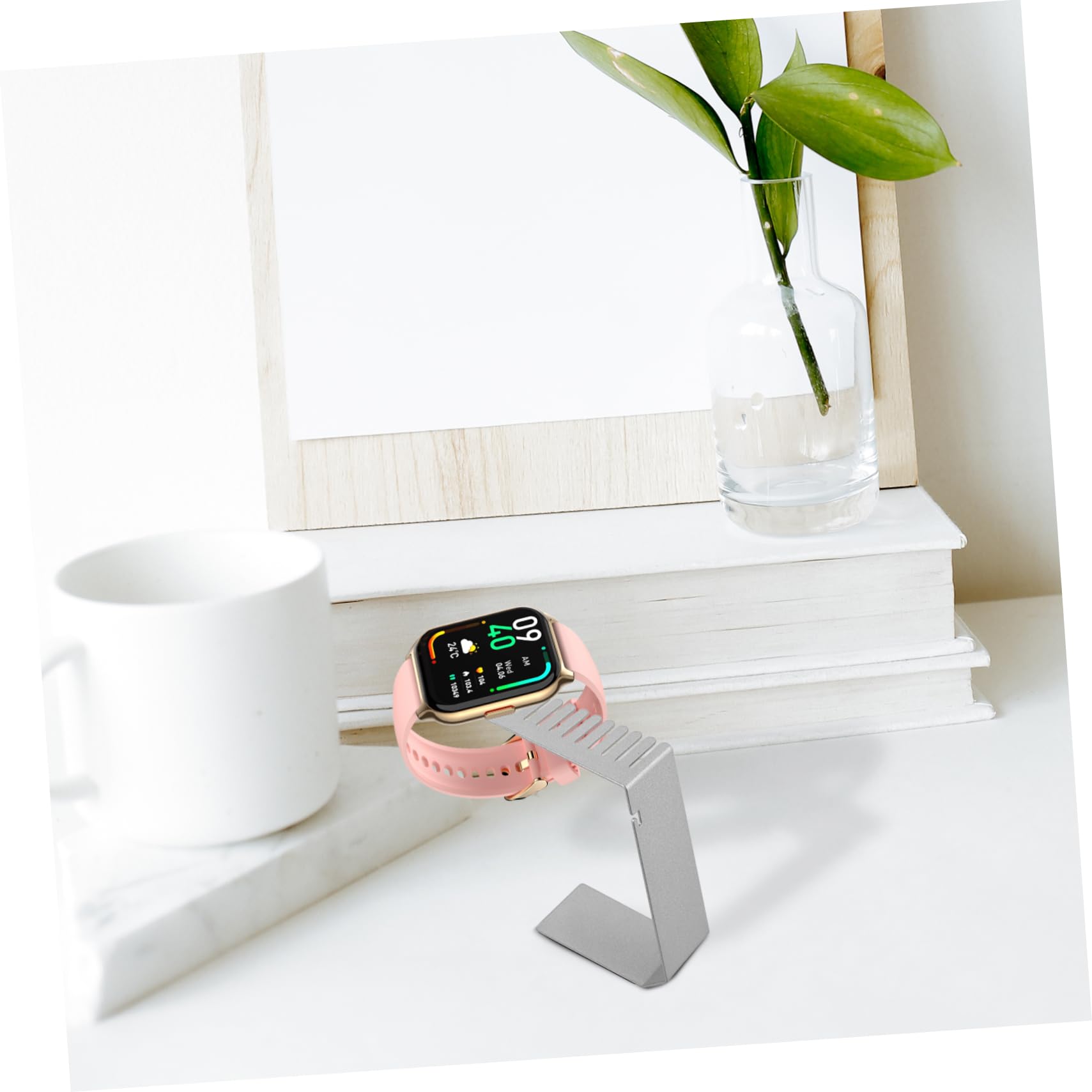 Supporto di Ricarica per Smartwatch in Acciaio Inossidabile Base per Orologio da Scrivania con Cinturino di Fissaggio