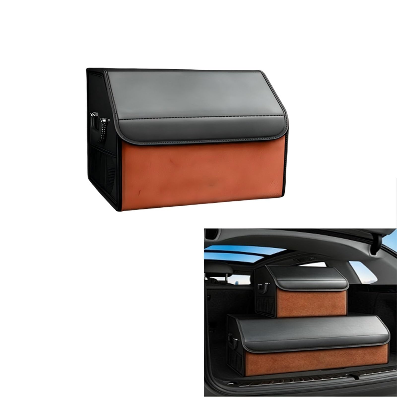 YADKMG Car Boot Organiser For BMW 5 Series E60 E61 2005-2009 Boot Organiser Foldable Car Boot Bag,Car Boot Organiser, Waterproof Multi Compartment(Orange,Small)