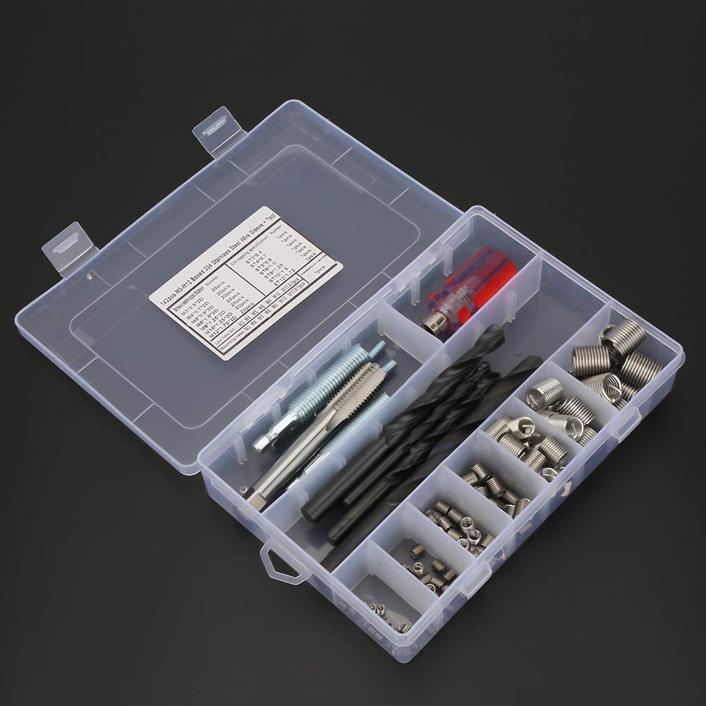 142 Pezzi Kit Di Riparazione Inserti Filettati In Acciaio Inossidabile - Con Maschiatore, Trapano E Inserti A Filo Per Officina E Fai-da-Te - 2