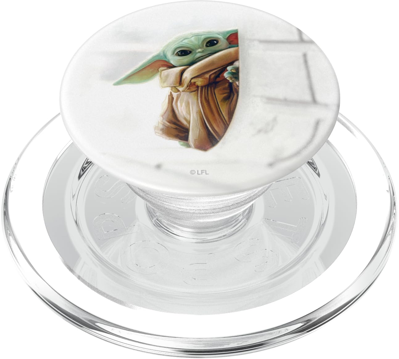 Star Wars The Mandalorian Grogu White PopSockets PopGrip for MagSafe, Clear