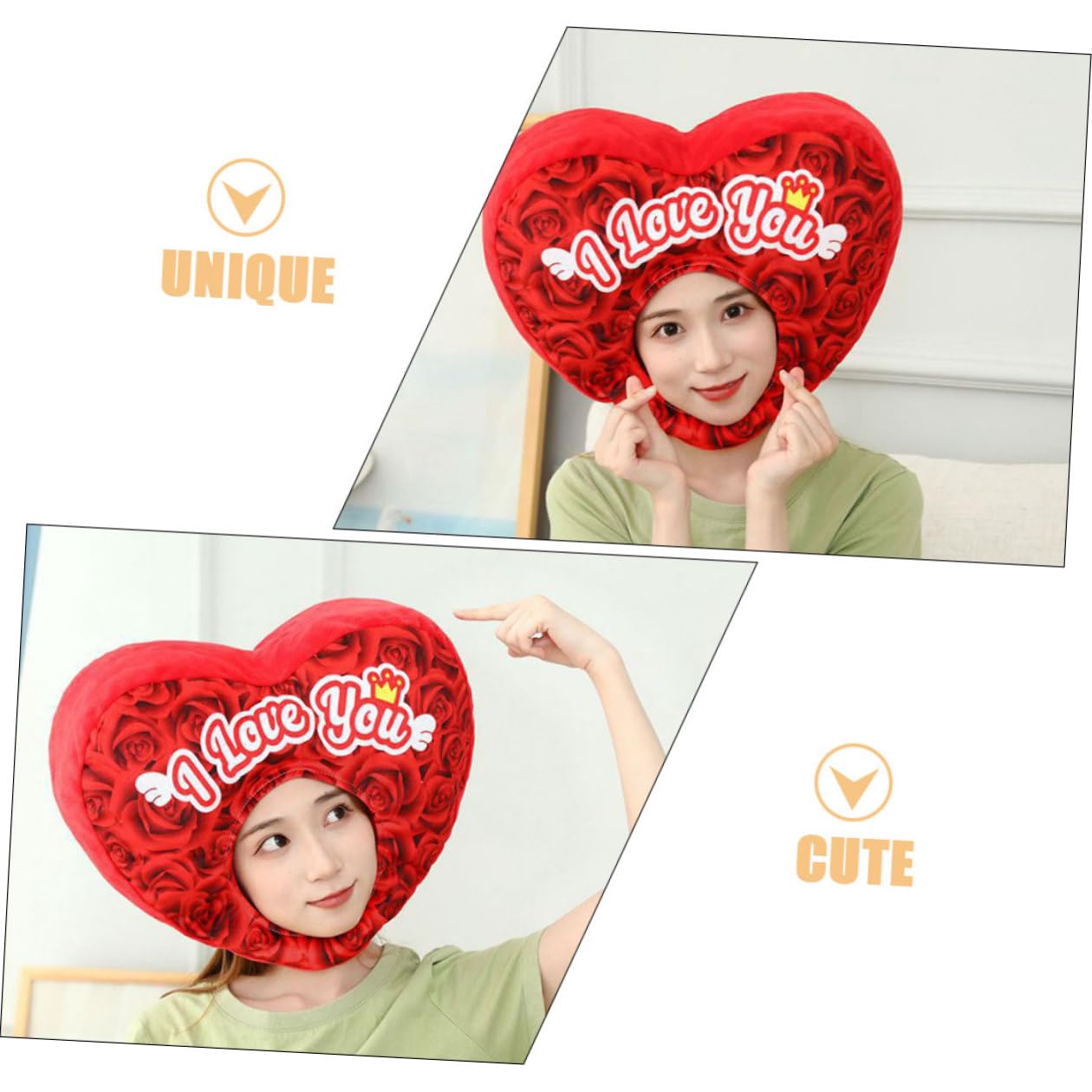 DOITOOL Sombrero de Peluche con Corazón para San Valentín Unisex Diseño Romántico y Accesorio Multifunción para Disfraces Fiestas Fotos y Celebraciones