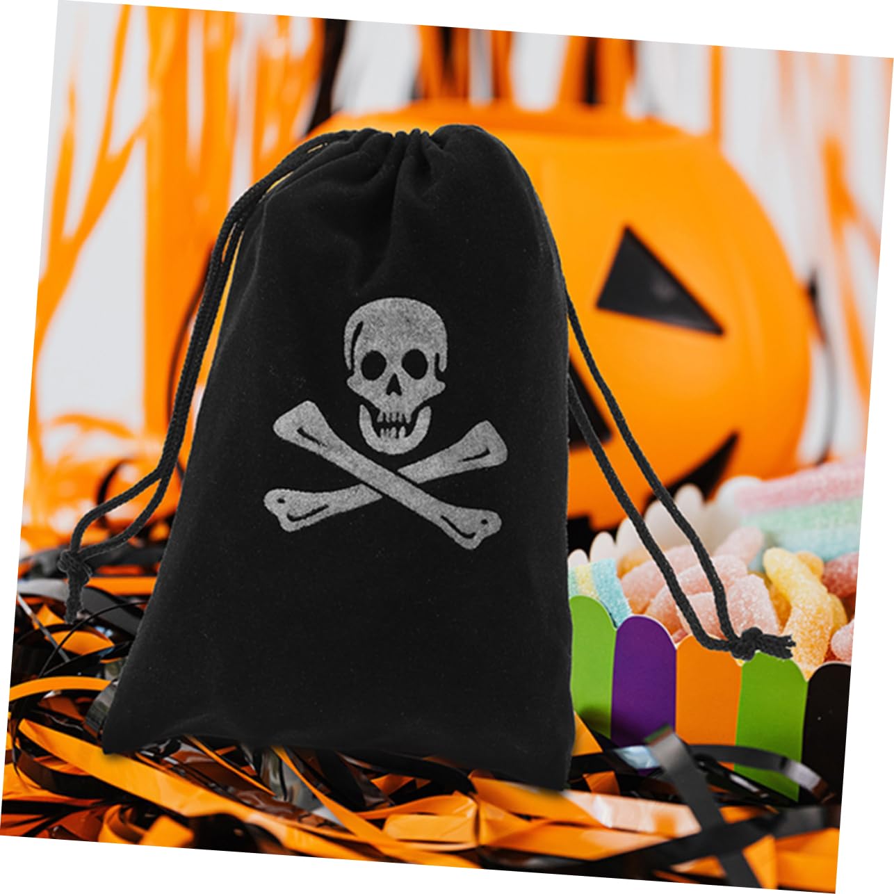 GLEAVI 60pezzi Sacchetti Filo Pirata Con Teschi Per Feste Di Halloween Borse Portamonete Versatili Decorazioni Spaventose e Gadget Per Eventi