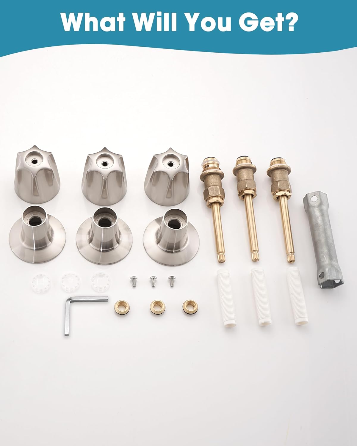 Bathtub& Shower 3-Handle Remodel/Rebuild Trim Kit Replacement for Price Pfister Verve, 3 Knob Handle，Brushed Nickel