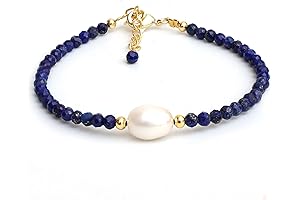 Natura Lapis' Azure Symphony: Captivating Bracelet Adorned with Celestial Lapis and Shimmering Pearls
