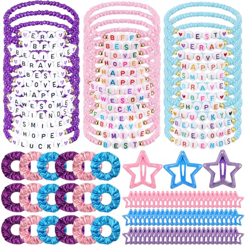 Kenning 126 Pcs Kpop Party Favors 36 Friendship Bracelets 18 Scrunchies and 72 Hair Clips for Girls Women Birthday Gifts Popular Singer Fans Y2k Party Supplies