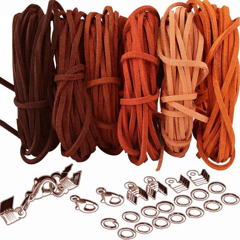 DIY Crafts 1x Set, Antique Silver, Faux Leather Cord Suede Cord String Rope Thread Kit/Set, for Jewelry Making Beading Necklace Bracelet Craft Leather Cord Ends, Faux Le(1x Set, Antique Silver)