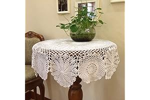Hetao Handmade 100% Cotton Crochet Round Tablecloth Doily, White, 27 Inch