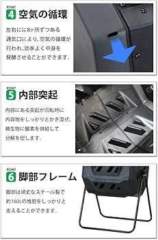 Amazon.co.jp: コンポスト 回転式 160L 回転 二部屋 二層 容器 大容量
