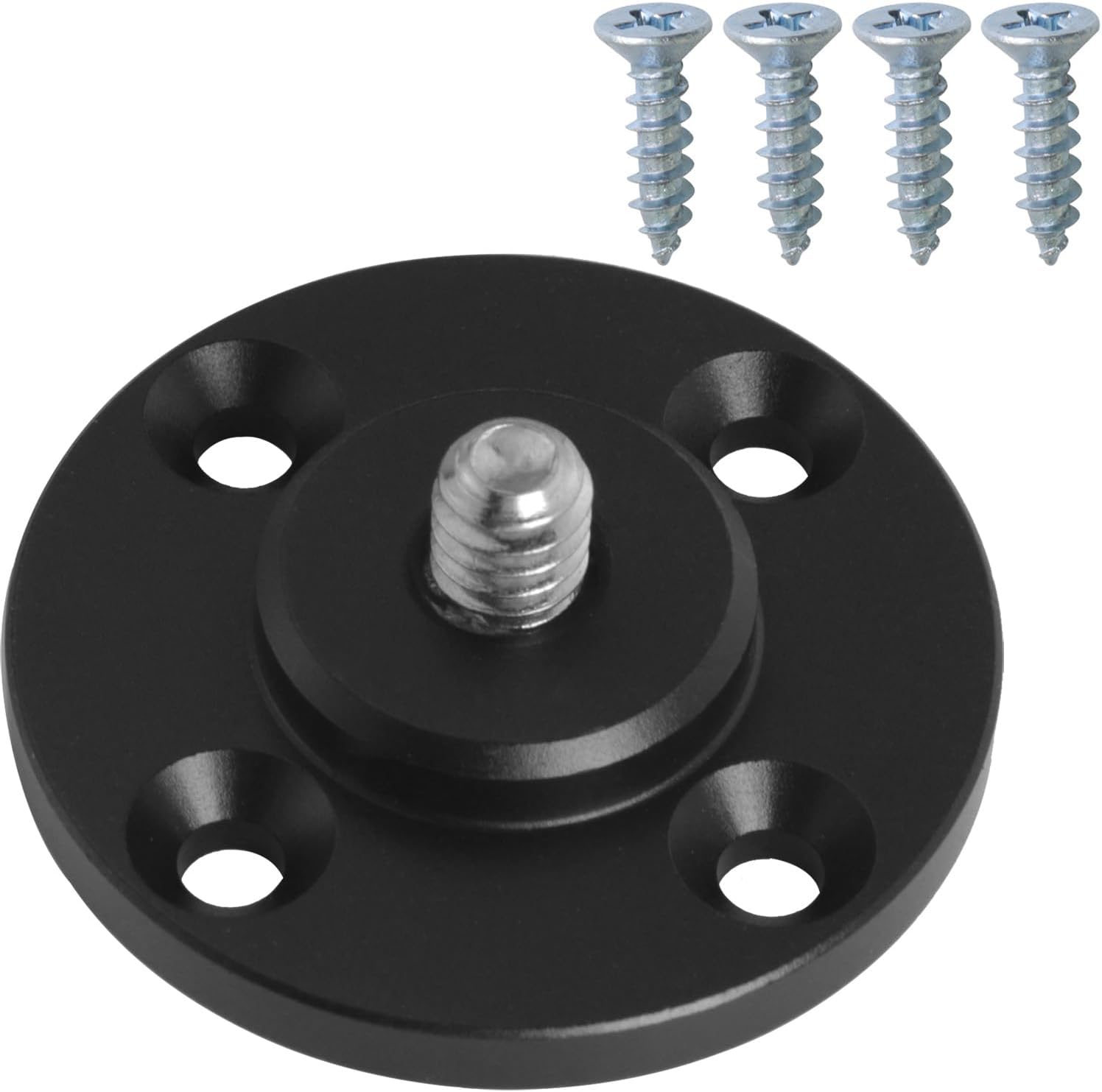 1/4 Inch Male Screw Type Flange Fixing Base Wall Mount Tripod Connection Aluminum Alloy with 4 Self Tapping Screws 1.57x1.57x0.31in Lighting Photography Accessories