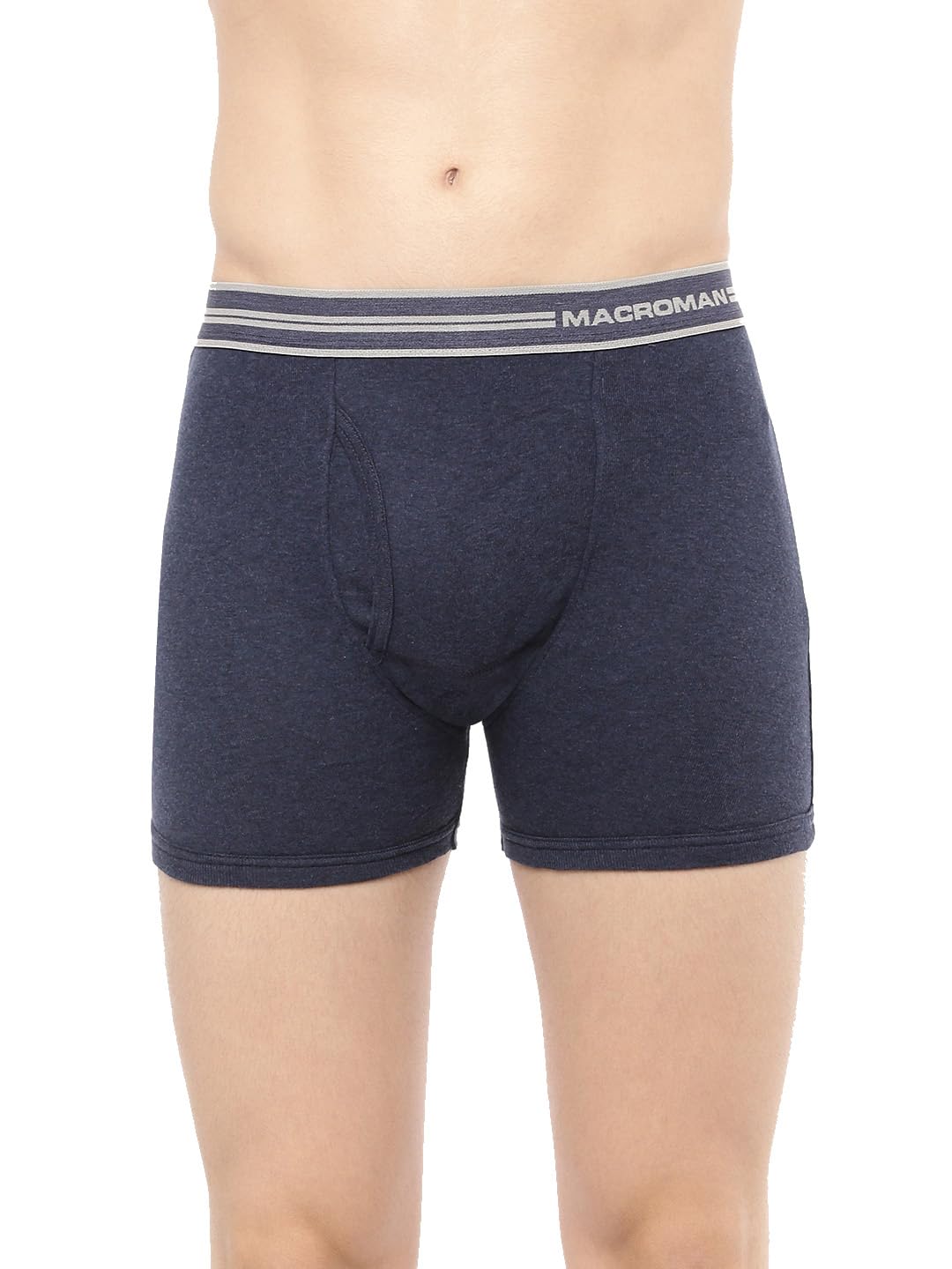 Macroman Valentino Classic Designer Trunks for Men, Premium Compact Cotton Rib Stretch Trunk Underwear with Anti-Microbial Finish, Denim Melange, L, Pack of 1-image-21
