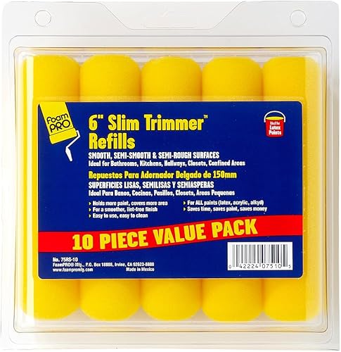 FoamPRO 75RS - Recambios de rodillo de recortadora delgado, 6 x 38 pulgadas, repuestos de espuma de alta capacidad para baños, cocinas, armarios, 7