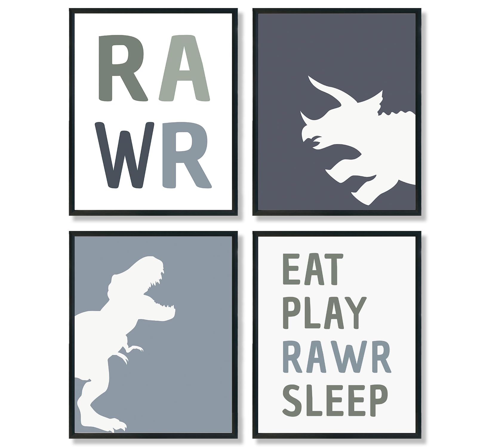 ULEGIE Dino Wall Art Decor Set of 4, Boys Room Decor Dinosaur, Dinosaur Room Decor For Boys, Dino Posters For Boys Room Toddler Boy Nursery Decor,