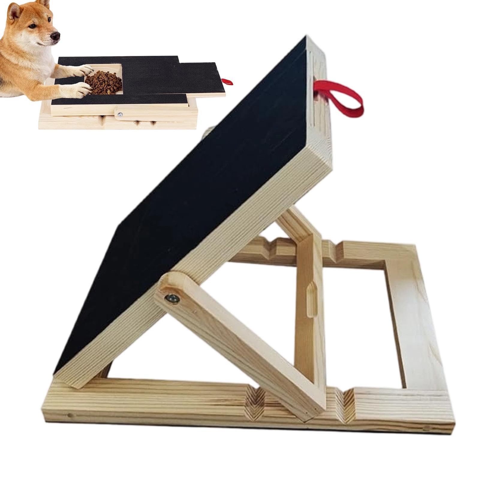 Wooden Dog Scratch Board with Treat Drawer for Nail Trimming, Adjustable Trimmer Pad Stress-Free Dog Nail File Board, Replacement Sandpaper Scratching Pad for Indoor Home Apartment