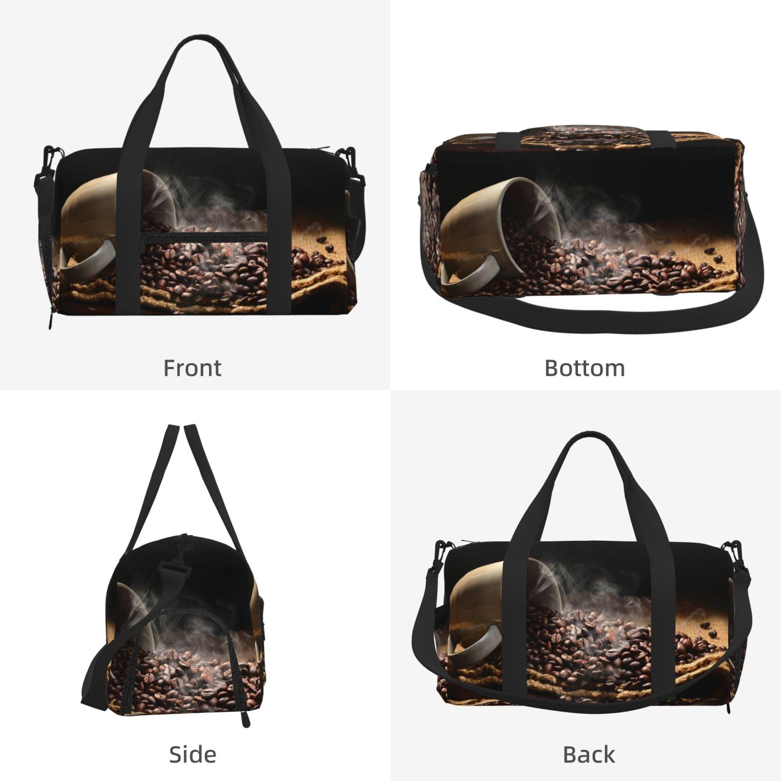 Drukowane ziarna kawy Ręczna torba sportowa crossbody Ręczna torba podróżna