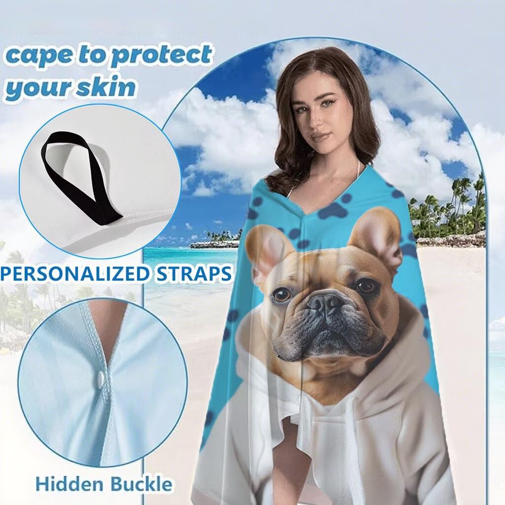 Bleu Serviette de Plage 80x160cm Lot de 2, Chien Serviette Microfibre Ultra Absorbantes Séchage Rapide Anti Sable Léger Transport Compacte Drap de Plage pour Piscine Voyages Femme et Homme, Model669